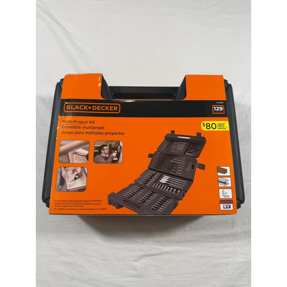 Black+Decker Multi-Project Kit 129 Piece Set Black NEW 71-91291 Accessory Set